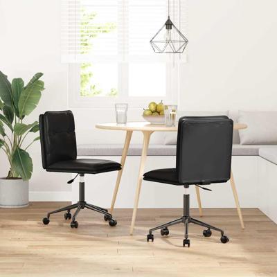 Eetkamerstoelen 2 st kunstleer zwart