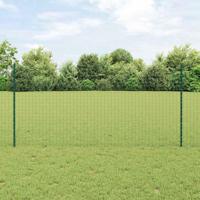 VidaXL Hek met paal groen 1,2 x 10 m staal en pvc - thumbnail
