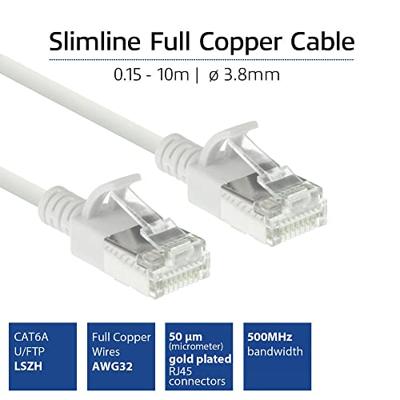 ACT Witte 0,5 meter LSZH U/FTP CAT6A datacenter slimline patchkabel snagless met RJ45 connectoren ACT Witte 0,5 meter LSZH U/FTP CAT6A datacenter slimline patchkabel snagless met RJ45 connectoren