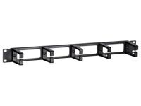DSI 1U 19 inch metalen kabelgoot met 5 kunststof haken - DS-1903 kabelmanagement - thumbnail