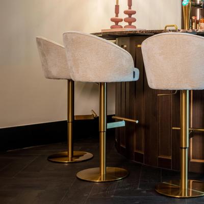 Richmond Verstelbare Barstoel 'Zabi' Chenille, kleur Wit (zithoogte 60 - 87cm)