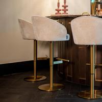 Richmond Verstelbare Barstoel 'Zabi' Chenille, kleur Wit (zithoogte 60 - 87cm) - thumbnail