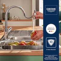 Grohe QuickFix Start Edge draaibare keukenmengkraan met uittrekbare uitloop chroom - thumbnail