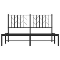Bedframe met hoofdbord metaal zwart 140x200 cm - thumbnail