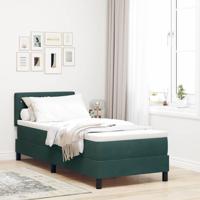 Boxspringbed met matras en LED fluweel donkergroen 80x200 cm - thumbnail