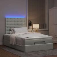 Ottoman bed met matrassen en LED's 80x200cm fluweel lichtgrijs - thumbnail