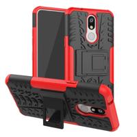 Shockproof PC + TPU Tire Pattern Case for LG K40 with Holder (Red) - thumbnail