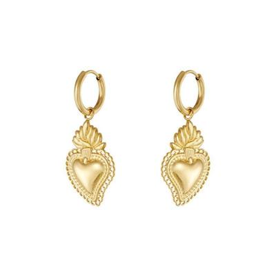 Gouden oorbellen vlammend hartje