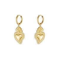 Gouden oorbellen vlammend hartje - thumbnail