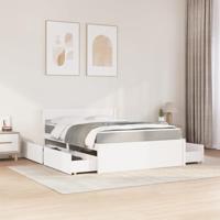 Bed met lades en matras massief grenenhout wit 120x200 cm - thumbnail