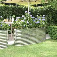 VidaXL Plantenbak 152x40x68 cm gepoedercoat staal zilverkleurig - thumbnail