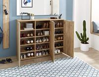 Germania Telde Wit / Eiken Schoenenkast 3-Deuren - thumbnail