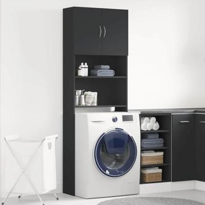 Wasmachinekast 64x24x190 cm bewerkt hout zwart