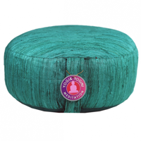 Yogi & Yogini Meditatiekussen Rond Ruwe Zijde Smaragd Groen - 33 x 17 cm - thumbnail