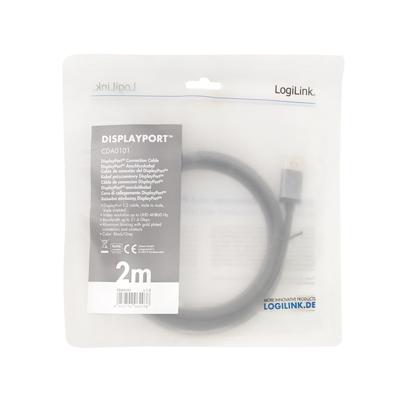 LogiLink DisplayPort AV Aansluitkabel [1x DisplayPort - 1x DisplayPort] 2 m Zwart/grijs
