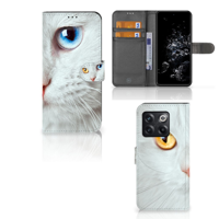 OnePlus 10T | Telefoonhoesje | Met pasjeshouder | Witte Kat - thumbnail