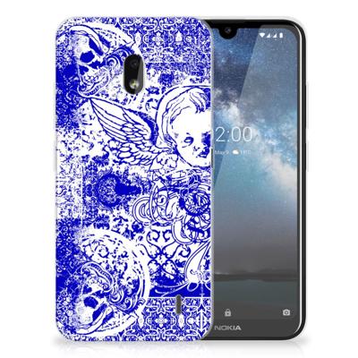 Silicone Back Case Nokia 2.2 Angel Skull Blauw Silicone Back Case Nokia 2.2 Angel Skull Blauw