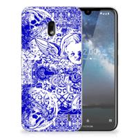 Silicone Back Case Nokia 2.2 Angel Skull Blauw - thumbnail
