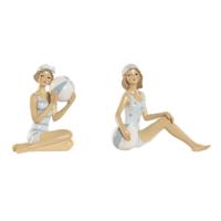 Decoratieve figuren Home ESPRIT Wit Hemelsblauw Mediterrane 8 x 8 x 12,5 cm (2 Stuks) - thumbnail