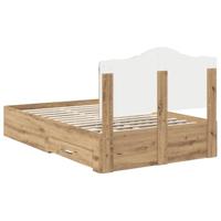 Bedframe met hoofdeinde Artisan Eiken 120 x 200 cm Bewerkt hout - thumbnail