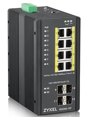 ZyXEL RGS200-12P Managed L2 Gigabit Ethernet (10/100/1000) Power over Ethernet (PoE) Zwart
