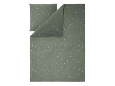 LIVARNO Mousseline dekbedovertrek 140 x 200 cm (Bloemen/groen)