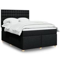 Boxspring met matras stof zwart 160x200 cm - thumbnail