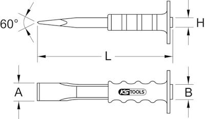 KS Tools Muurbeitel met handgreep, plat ovaal, 31x300mm 1620203