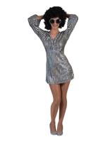 Disco Jurk Zilver Gestreept Daisy - thumbnail