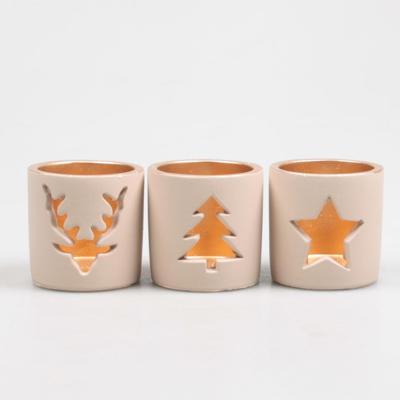 Theelichthouder kerst crème Ø8,5cm
