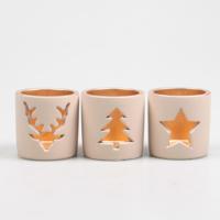 Theelichthouder kerst crème Ø8,5cm - thumbnail