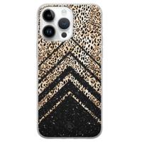 iPhone 14 Pro Max siliconen hoesje - Chevron luipaard - thumbnail
