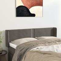 Hoofdbord met randen 147x16x78/88 cm fluweel donkergrijs - thumbnail