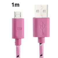 Geweven Nylon stijl micro 5 pin USB data transfer / laad kabel voor samsung galaxy s iv / i9500 / s iii / i9300 / note ii / n7100 / nokia / htc / blac - thumbnail