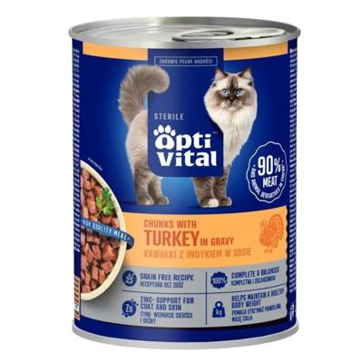 OPTIVITAL Sterile Chunks with turkey in gravy - nat kattenvoer - 415g