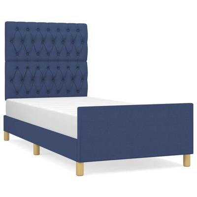 Bedframe zonder matras 90x190 cm stof blauw