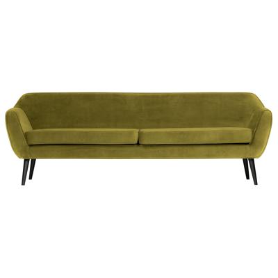 WOOOD Bank 'Rocco' 4-zits, Velvet, kleur Olive WOOOD Bank 'Rocco' 4-zits, Velvet, kleur Olive
