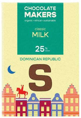 Chocolatemakers Sintletter melkchocolade 25% bio 100 Gram