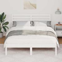 Bedframe met hoofdeinde Wit 140 x 190 cm Massief grenenhout - thumbnail