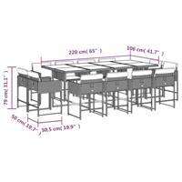 13-delige Tuinset met kussens poly rattan zwart - thumbnail