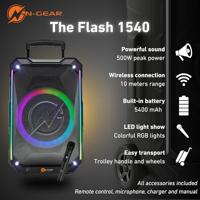 N-GEAR THE FLASH 1540 - Karaoke Speaker - 15" Woofer - Bluetooth - LED Lichtshow - Incl. Draadloze Microfoons - thumbnail