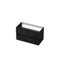 INK - Onderkast 2 Laden Greeploos met Houten Keerlijst - 900x450x520 Mm - Houtskool Eiken - thumbnail