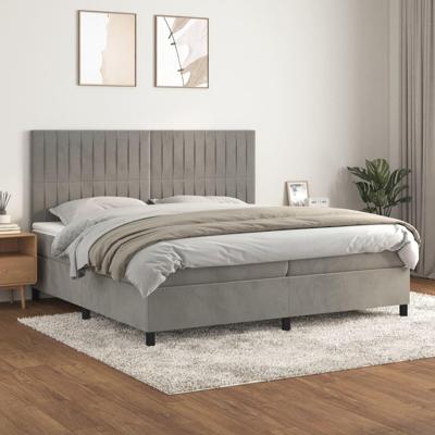 Boxspring met matras fluweel lichtgrijs 200x200 cm