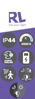 Trio Solar terraslampGorda 100cm - met bewegingssensor - R44676132