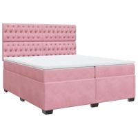 Boxspring met matras fluweel roze 200x200 cm - thumbnail