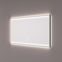 HIPP Design spiegel Mat Zwart - 120 x 70 x 3 cm - 2 Horizontale LED Banen - Indirecte LED Verlichting - Spiegelverwarming - Touch Dimmer - Kleurenwissel - thumbnail
