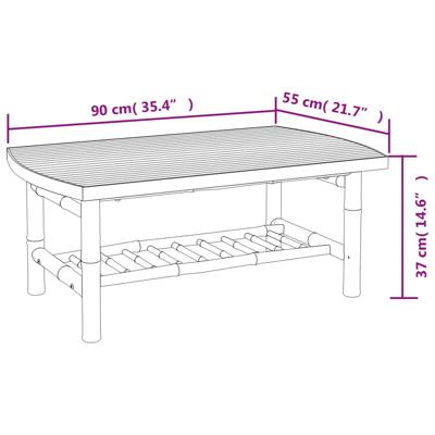 3-delige Loungeset met kussens bamboe crèmewit - thumbnail