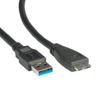 ROLINE USB 3.2 Gen 1 kabel, type, A M - Micro B M, zwart, 2 m - thumbnail