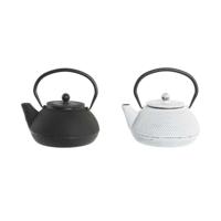 Theepot DKD Home Decor Zwart Roestvrij staal Wit (2 Stuks) - thumbnail