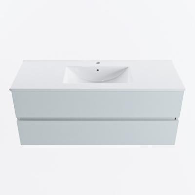 MONDIAZ VICA 120cm badmeubel onderkast Clay 2 lades. Wastafel DENIA midden 1 kraangat, kleur Glanzend Wit.